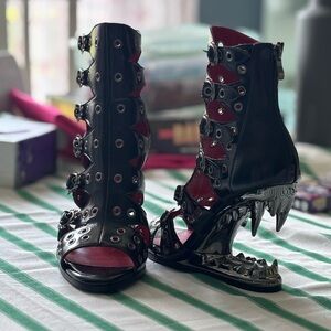 Gothic Black and Red Women's Heels